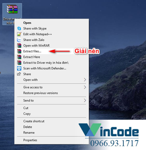 Giải nén file driver máy in mã vạch công nghiệp