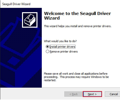 Cài đặt “Seagull Driver Wizard”