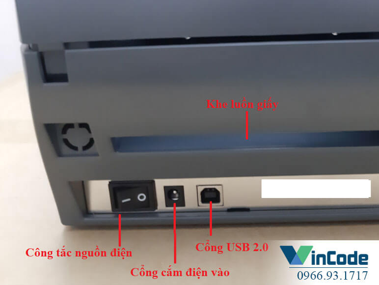 Các cổng kết nối của máy in mã vạch godex G500