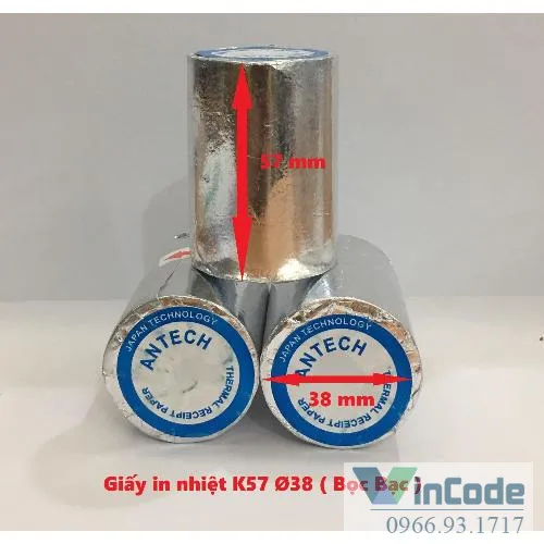 Giấy cuộn nhiệt Antech K57 phi 38mm