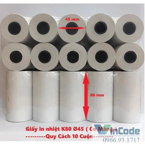 Giấy in nhiệt Antech K80 phi 45mm
