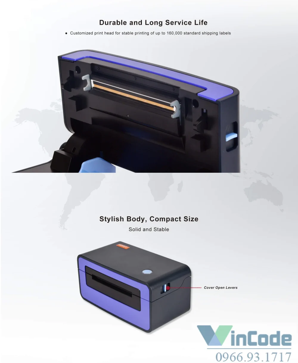 Thiết kế máy in tem vận chuyển 4 inch