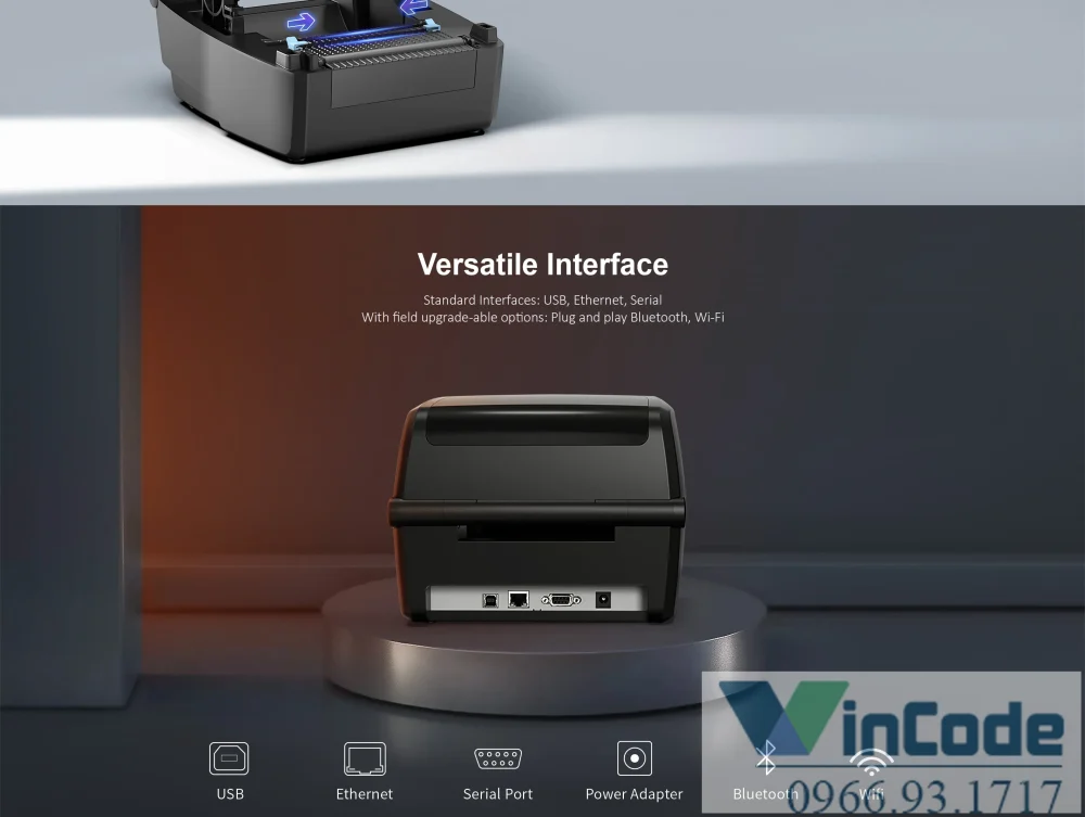 Máy in tem chuyển nhiệt với các module cắt và bóc