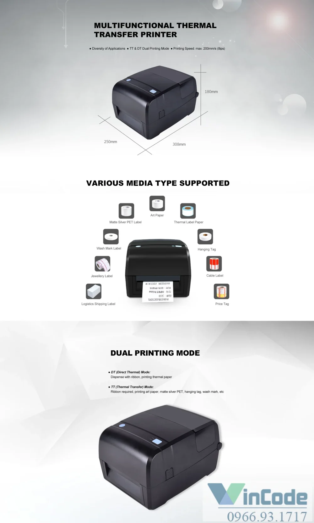 Máy in tem nhãn 4 inch Thermal Transfer