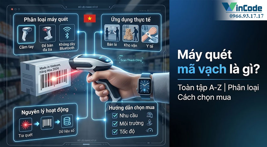 Máy quét đọc mã vạch là gì? Toàn tập kiến thức từ A-Z, Phân loại và Cách chọn mua