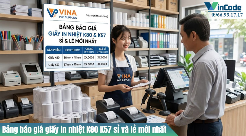 Bảng báo giá giấy in nhiệt K80, K57 sỉ & lẻ mới nhất – Cập nhật liên tục, chính hãng, giá tốt